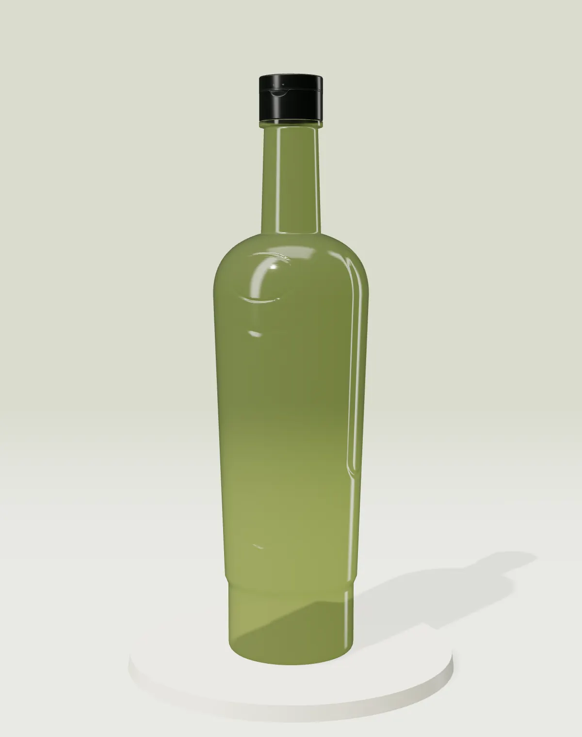 Bouteille PET VERKA 750 ml, vert olive, avec bouchon FT21/29 · aperçu 3D
